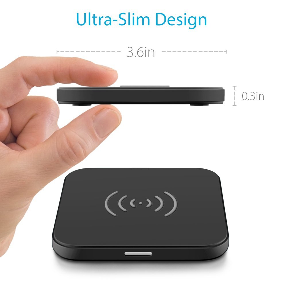 10W Qi Wireless Charger Pad with Anti-Slip Rubber for Qi-Enabled Devices