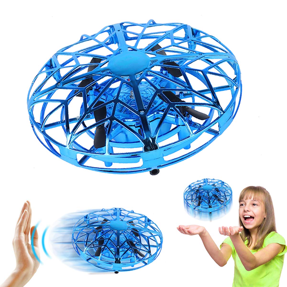 Mini Drone Infrared Induction Flying Toy for Kids Adults,Hand-Controlled Flying Ball,Quadcopter Aircraft 360 degree Rotating